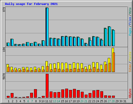 Daily usage for February 2021
