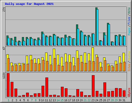 Daily usage for August 2021