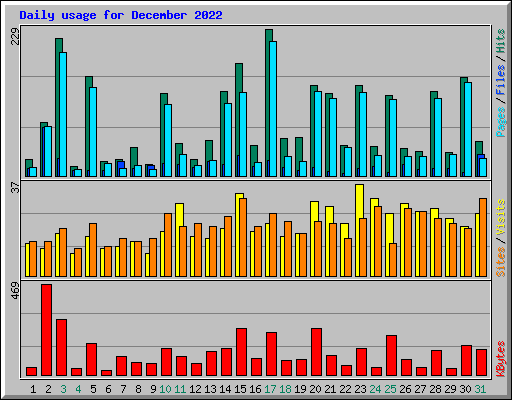 Daily usage for December 2022