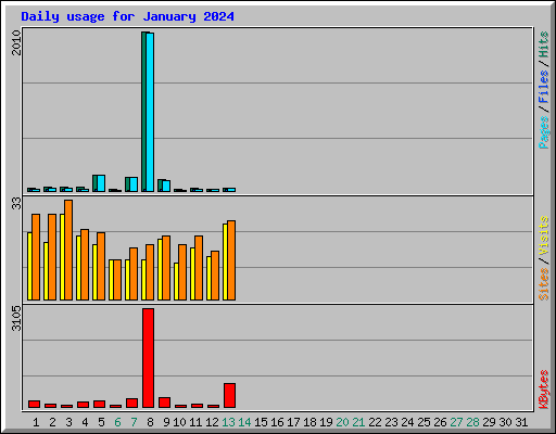 Daily usage for January 2024