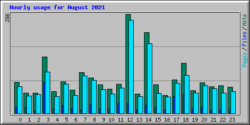 Hourly usage for August 2021