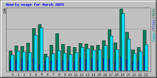Hourly usage for March 2025